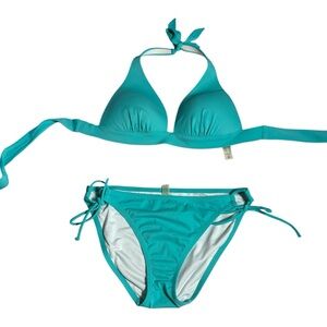 Victoria’s Secret Halter Bikini Set Large Teal Beachcore Mermaidcore Y2K Revival